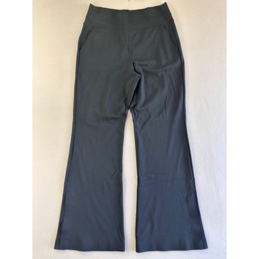 Athleta Venice Pants Womens M Black Wide Leg High Rise Stretch Travel Trousers
